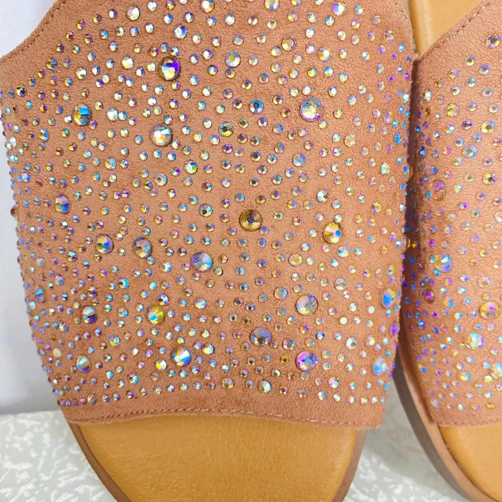 Women’s 8.5 Sandals Mauve Pink Rhinestones YELLOWBOX Slip On Casual Comfy Shoes - Picture 8 of 12